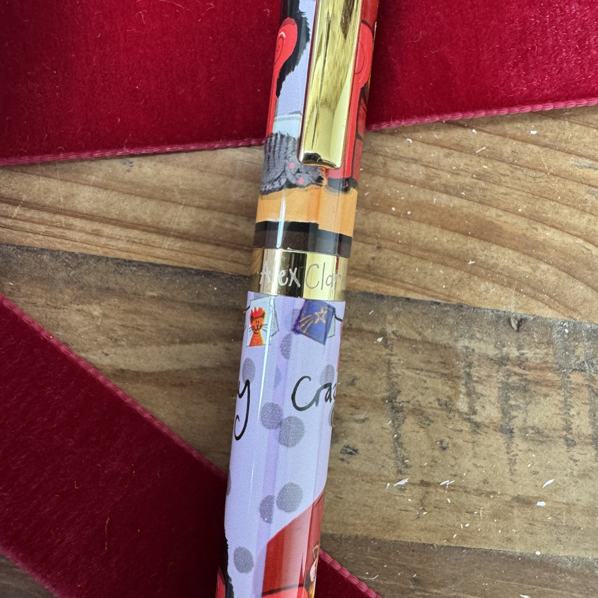 Alex Clark Crazy Cat At Christmas Lady Ballpoint Pen