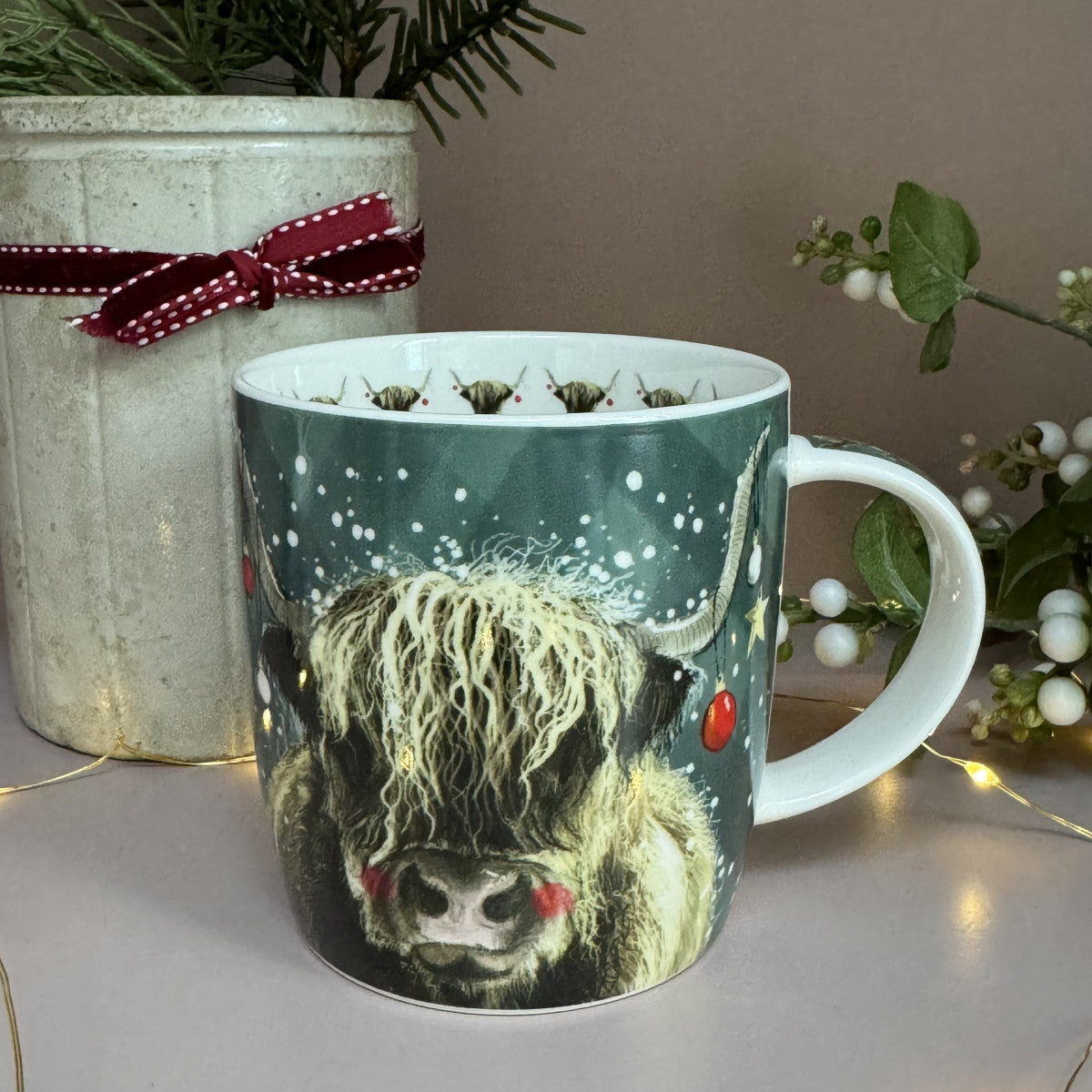 Alex Clark Christmas Highland Cow Mug