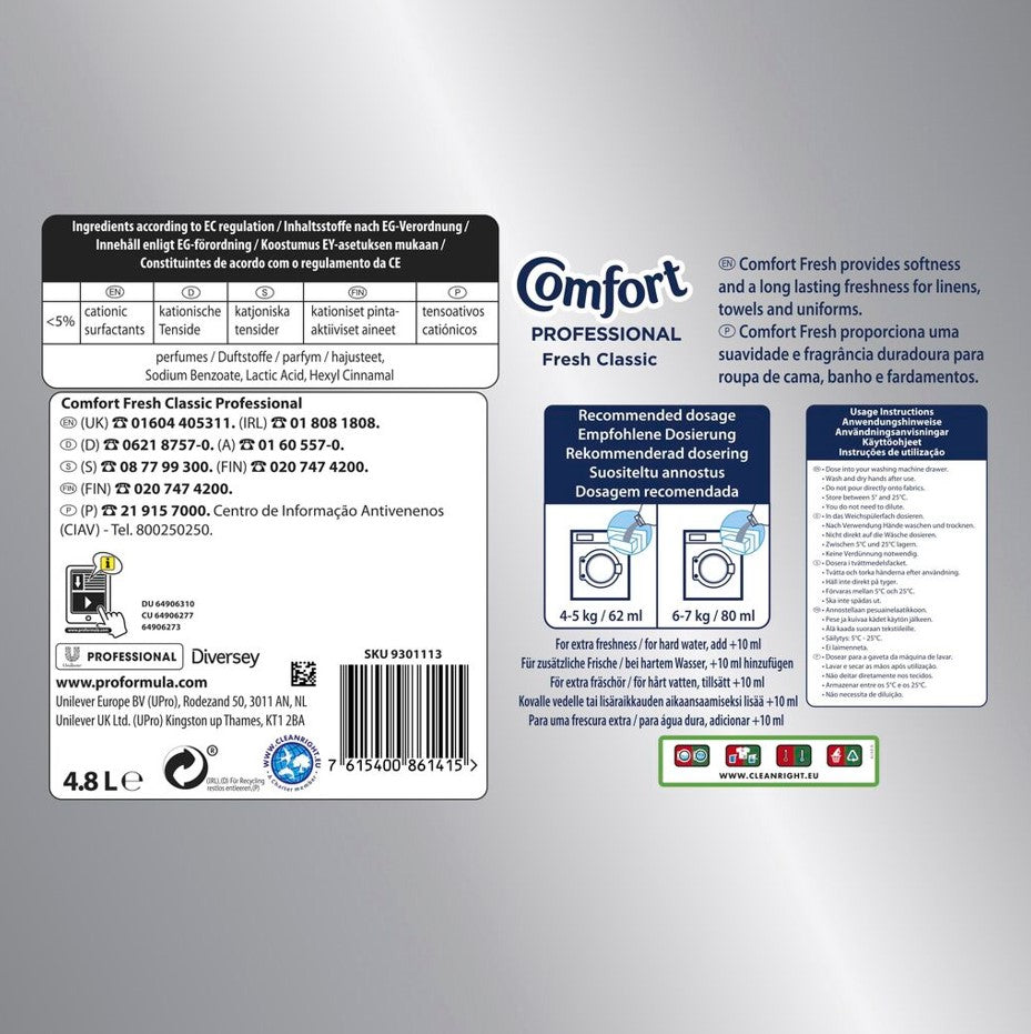 Comfort Fresh Classic Professional Fabric Conditioner 77-Washes 4.8L