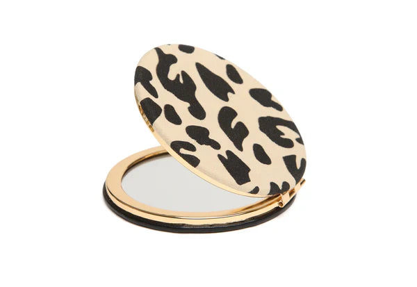 Alice Wheeler Leopard Round Compact Mirror