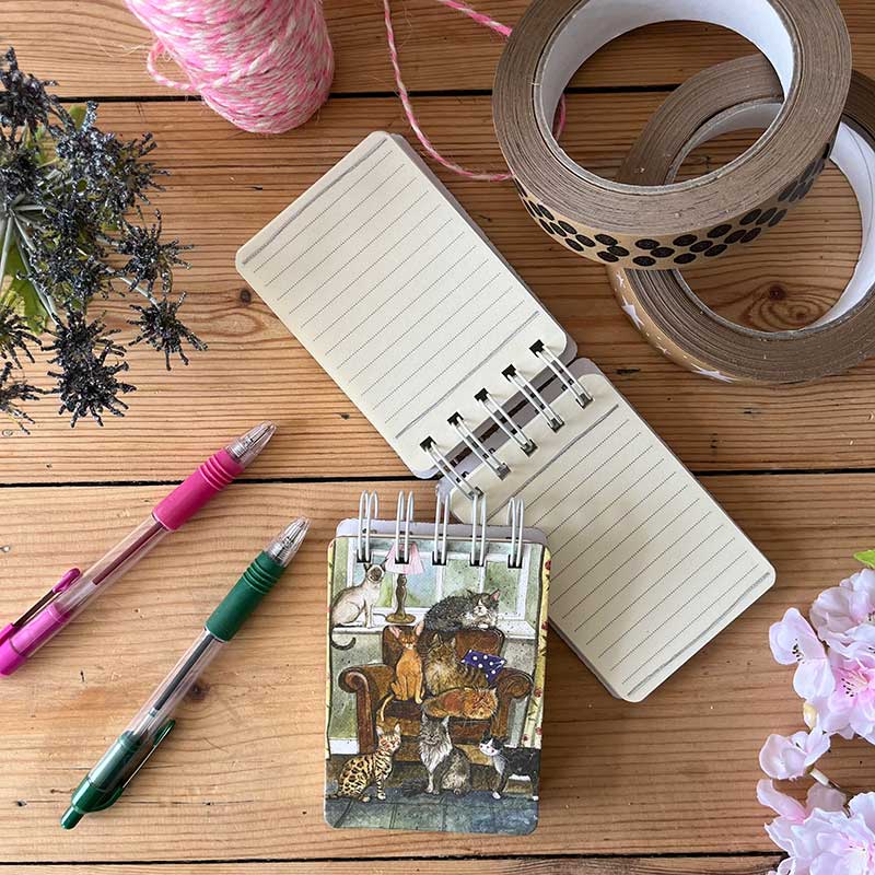 Alex Clark Cat House Small Spiral Bound Notepad