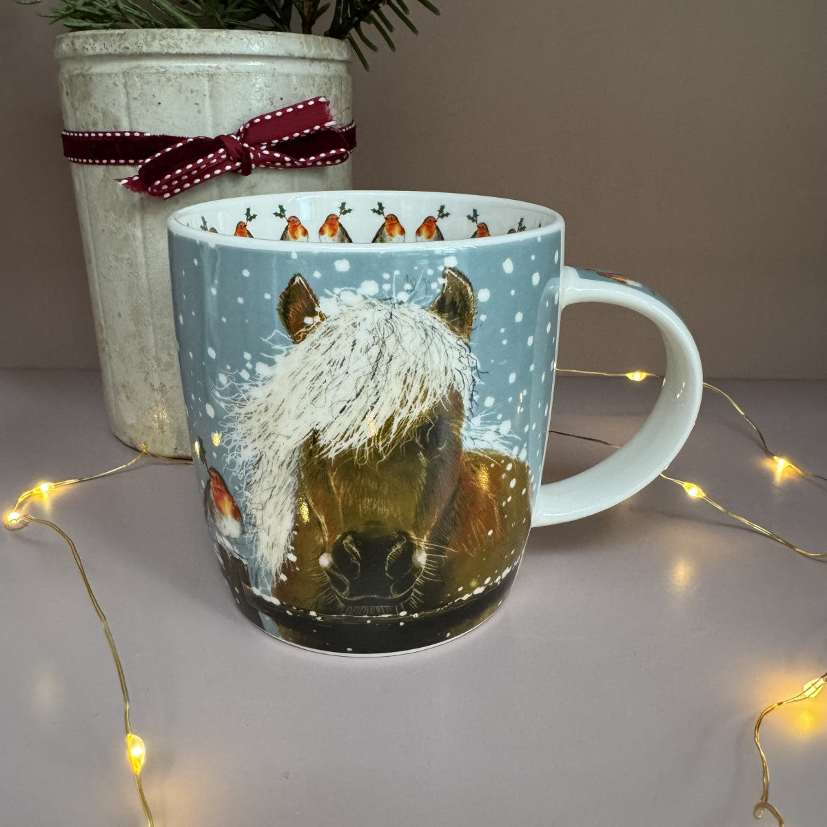 Alex Clark Christmas Horse With Robin Mug