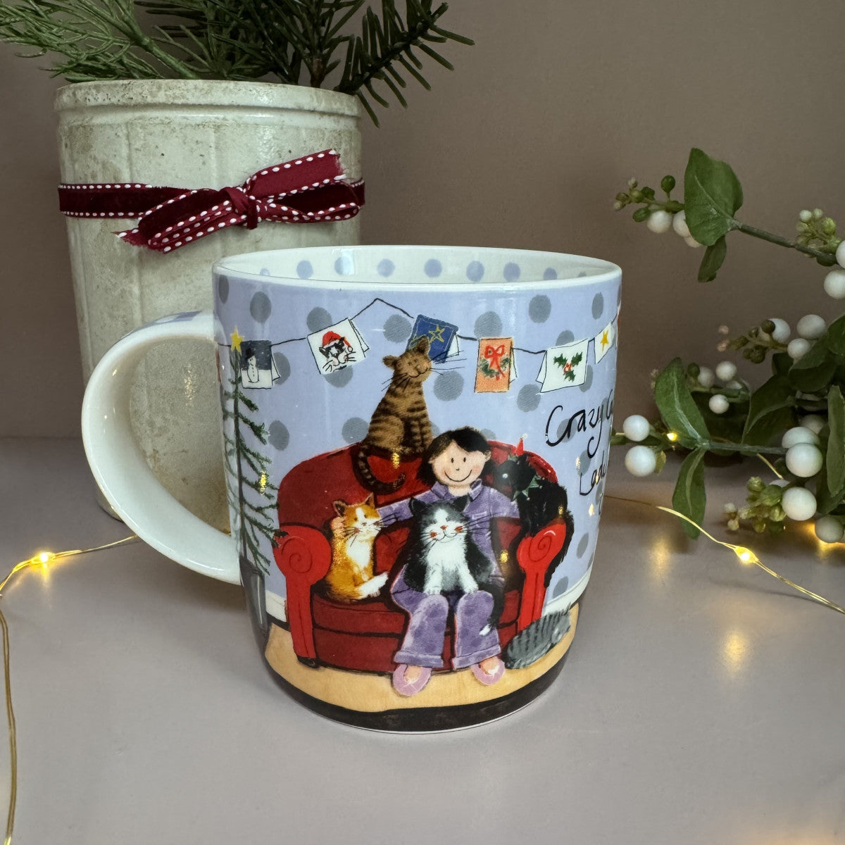 Alex Clark Crazy Cat Lady at Christmas Mug