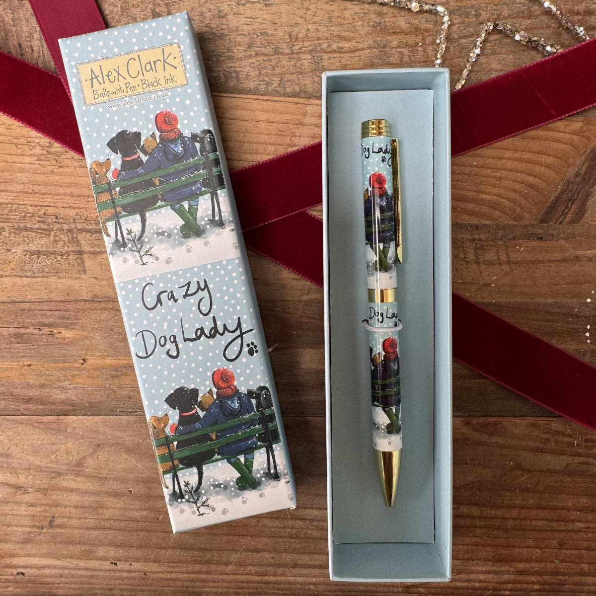 Alex Clark Crazy Dog At Christmas Lady Ballpoint Pen