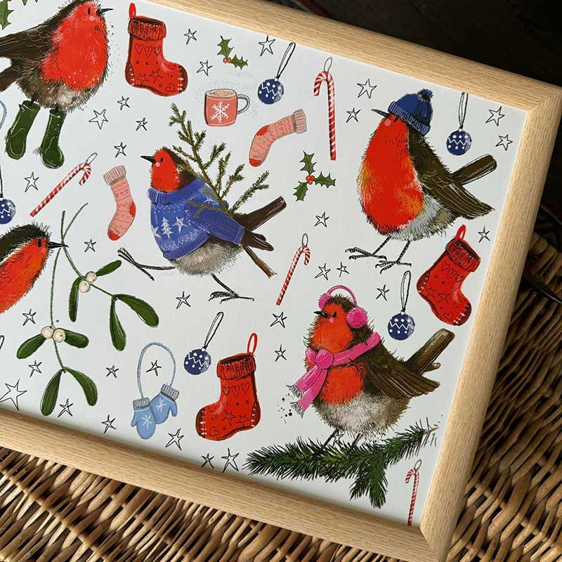 Alex Clark Festive Robins Lap Tray