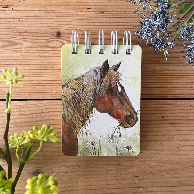 Alex Clark Horse and Flowers Small Spiral Bound Notepad