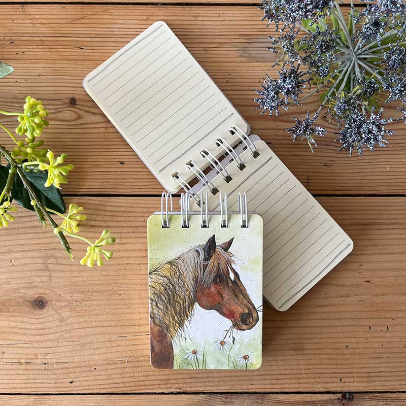 Alex Clark Horse and Flowers Small Spiral Bound Notepad