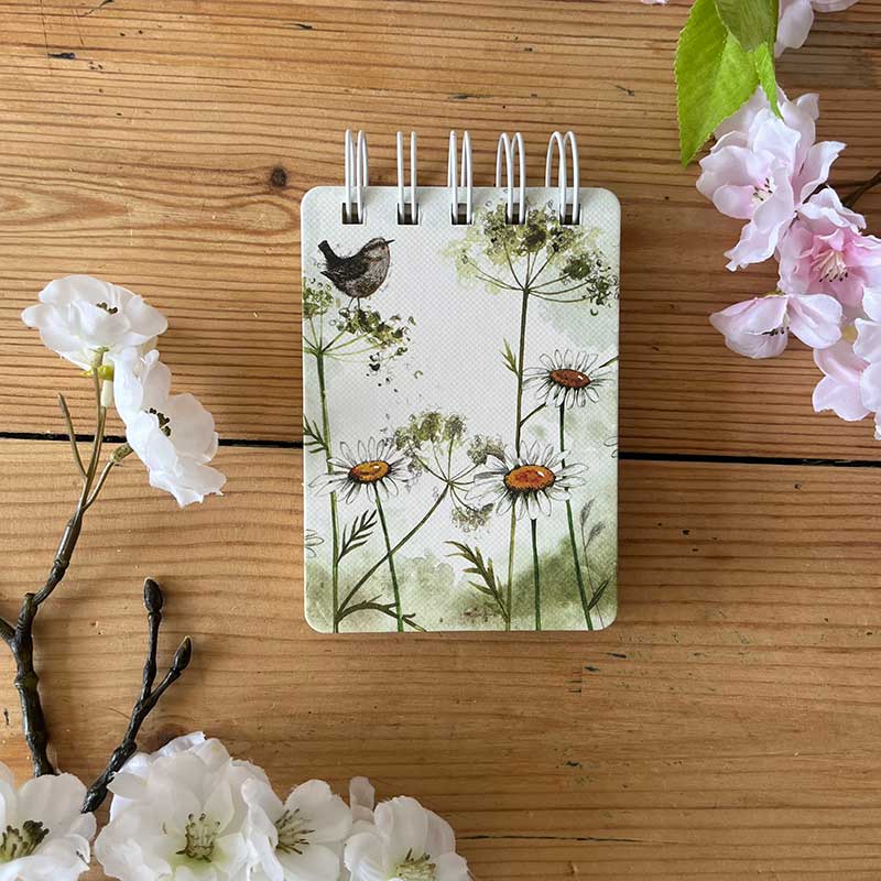 Alex Clark Wren & Daisies Small Spiral Bound Notepad
