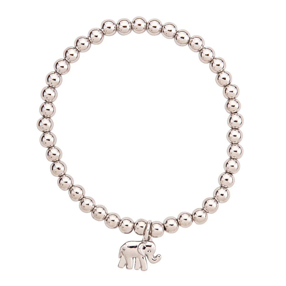 D&X Emily White Gold Plated Stainless Steel Elephant Elasticated Bracelet
