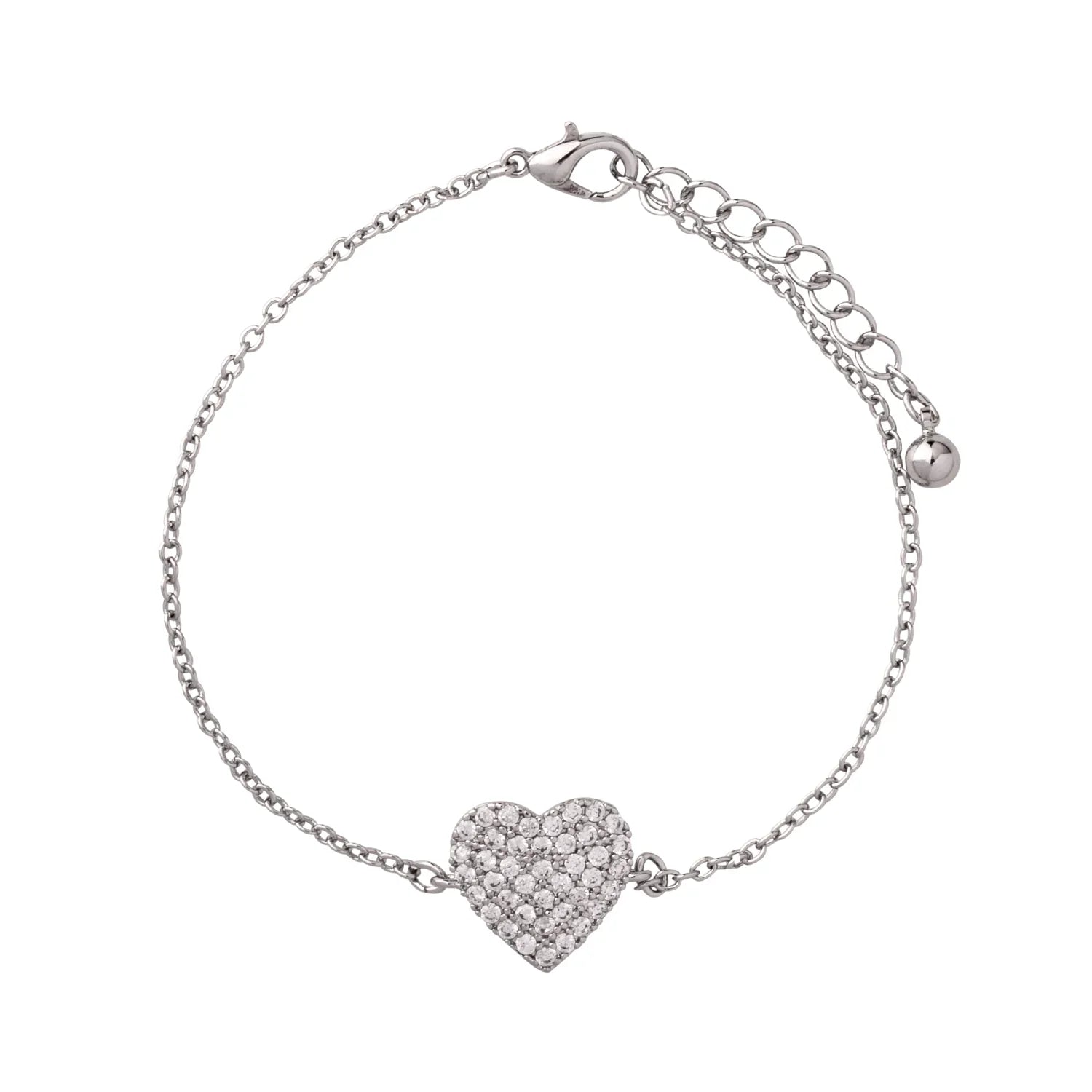 D&X Keira Silver Plated Stainless Steel Heart Bracelet