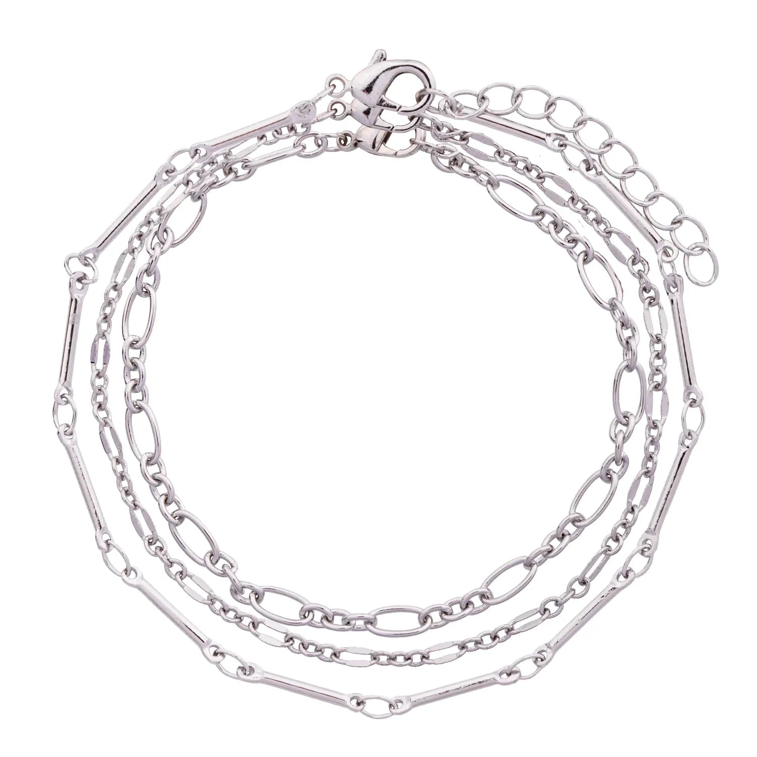 D&X Alesha Silver Plated Stainless Steel Clasp Bracelet