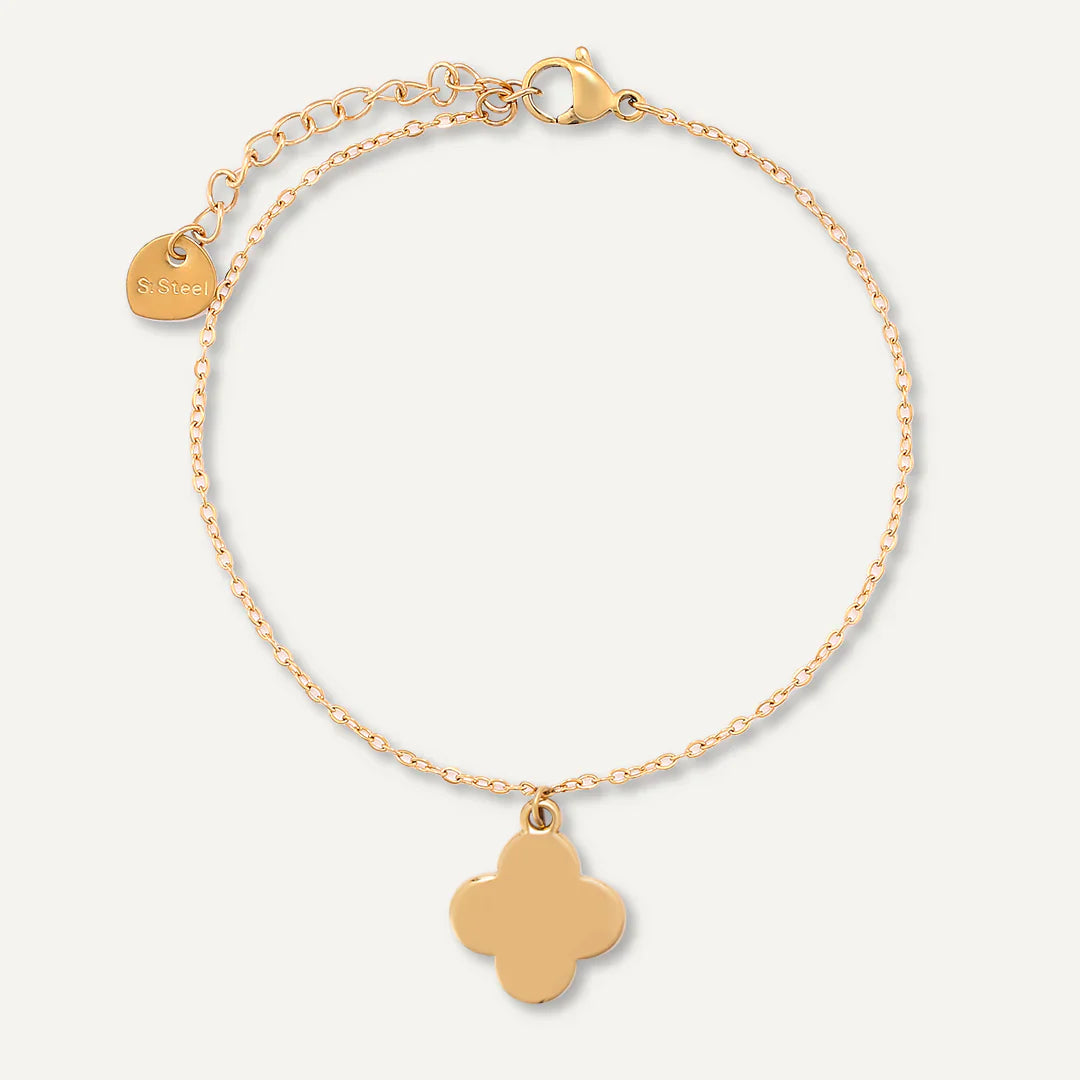 D&X Keira Gold Plated Stainless Steel Clover Clasp Bracelet