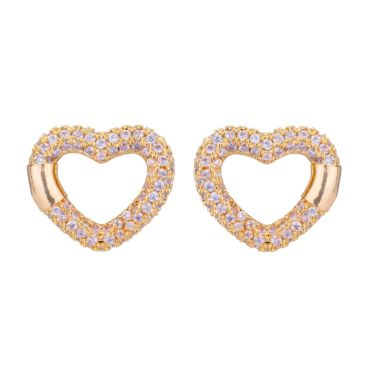 D&X Gold-plated Sweetheart Crystal Stud Earrings