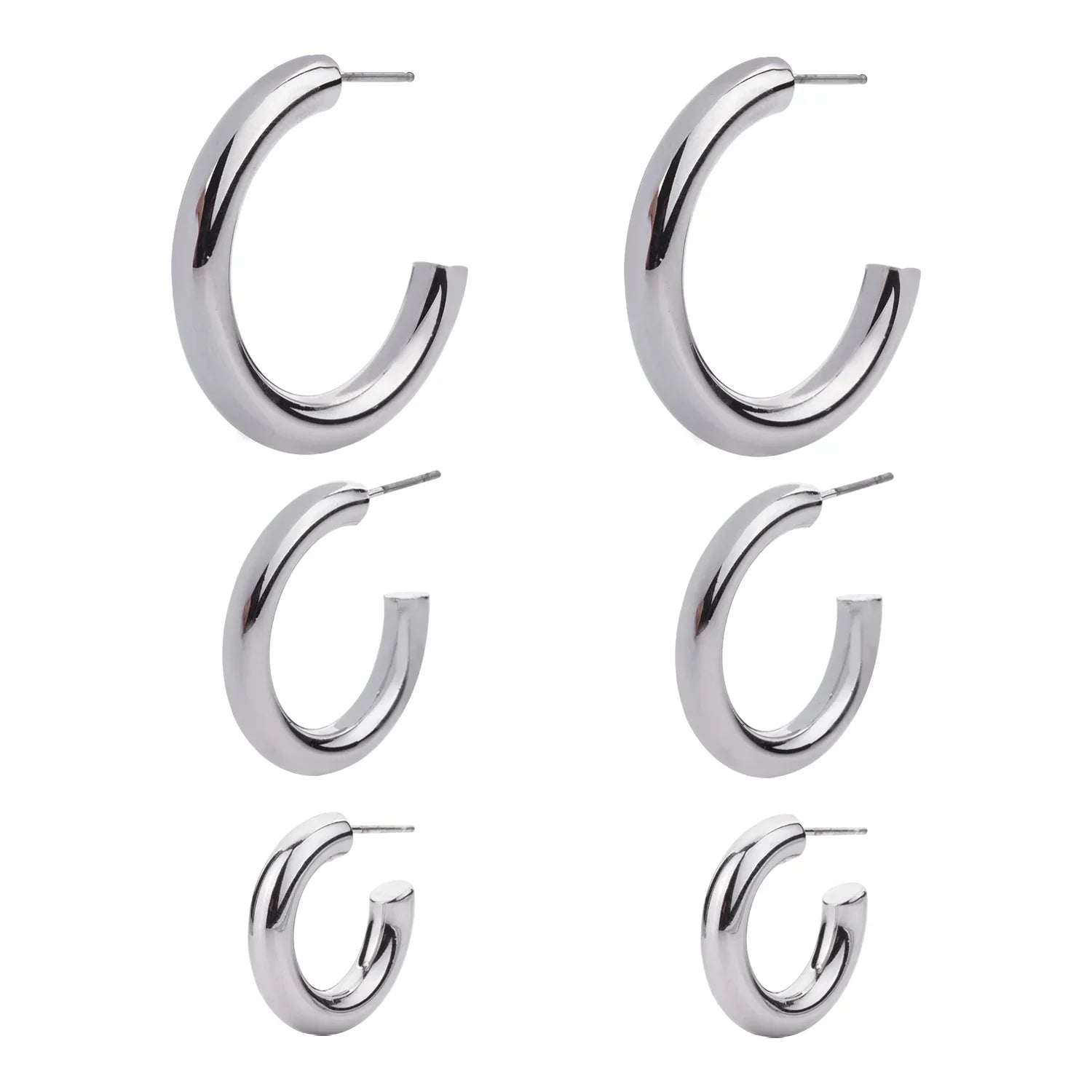 D&X Alesha Silver-plated Hoop Earrings 3-Pair