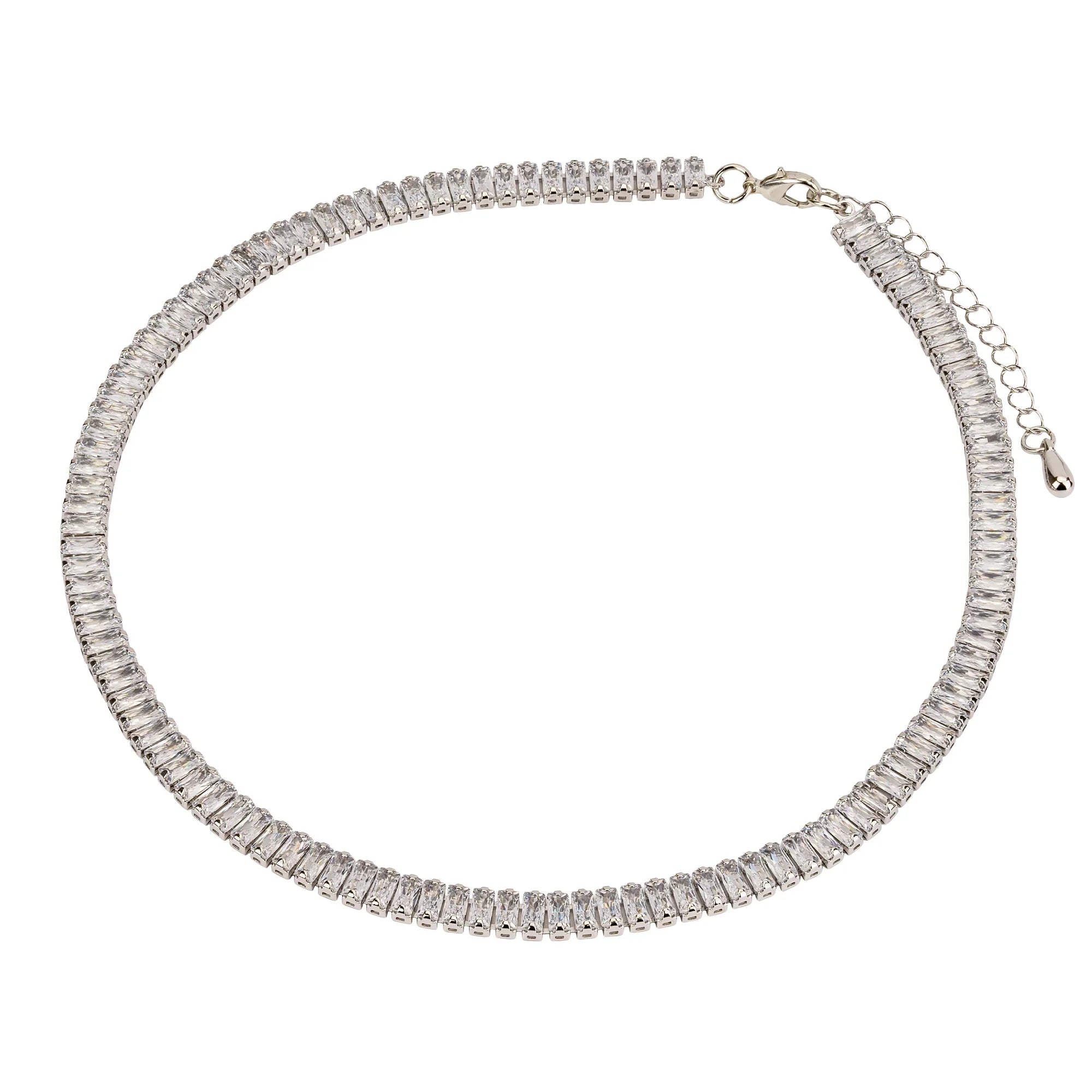 D&X Elizabeth Rhodium Silver Cubic Zirconia Necklace