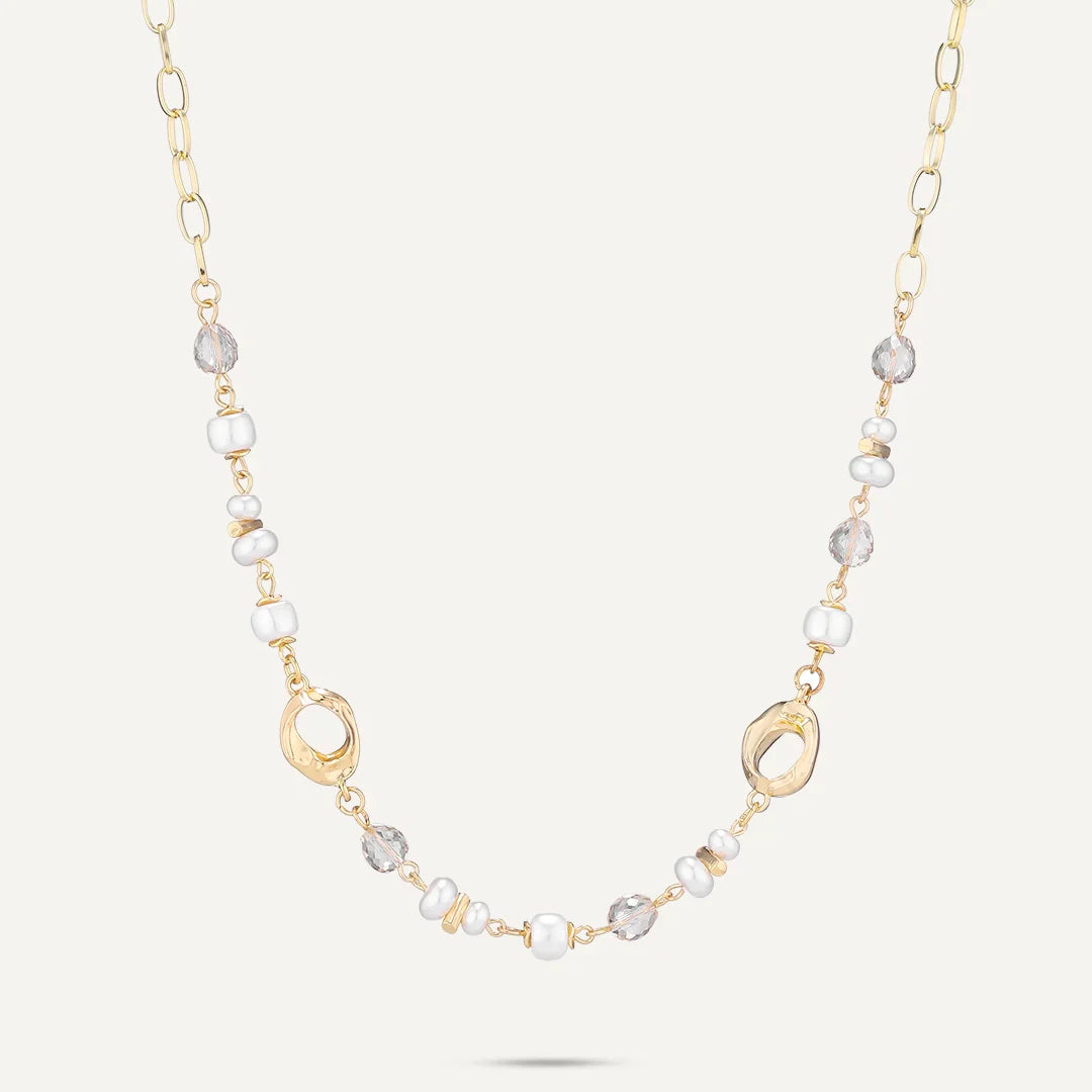 D&X Gold Tone-Plated Pearl & Crystal Short Necklace