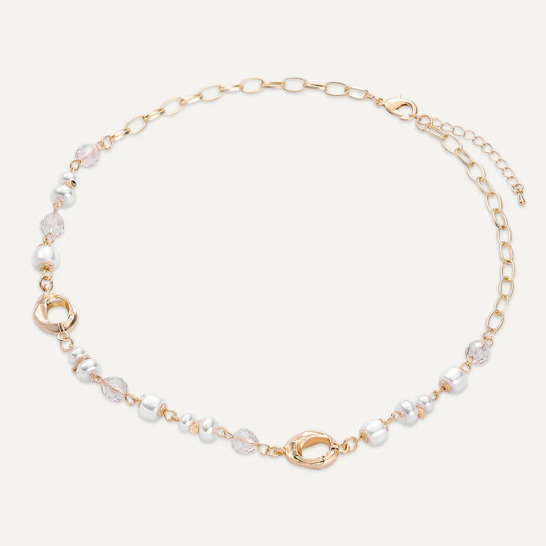 D&X Gold Tone-Plated Pearl & Crystal Short Necklace
