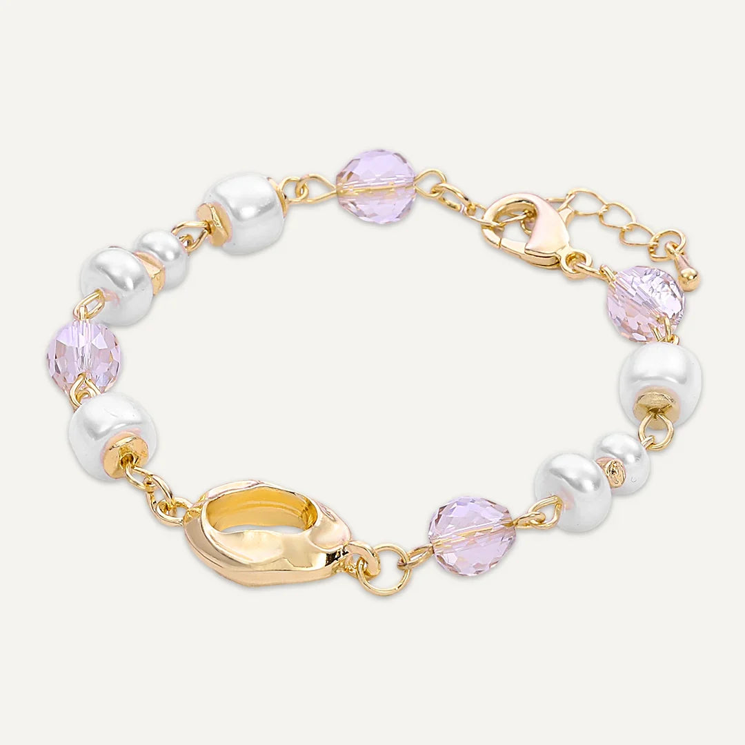 D&X Blush Drop & Pearl Bracelet Gold-Tone Plated
