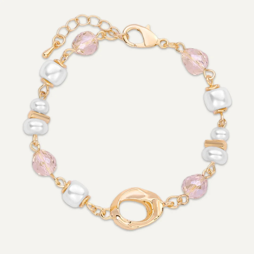 D&X Blush Drop & Pearl Bracelet Gold-Tone Plated