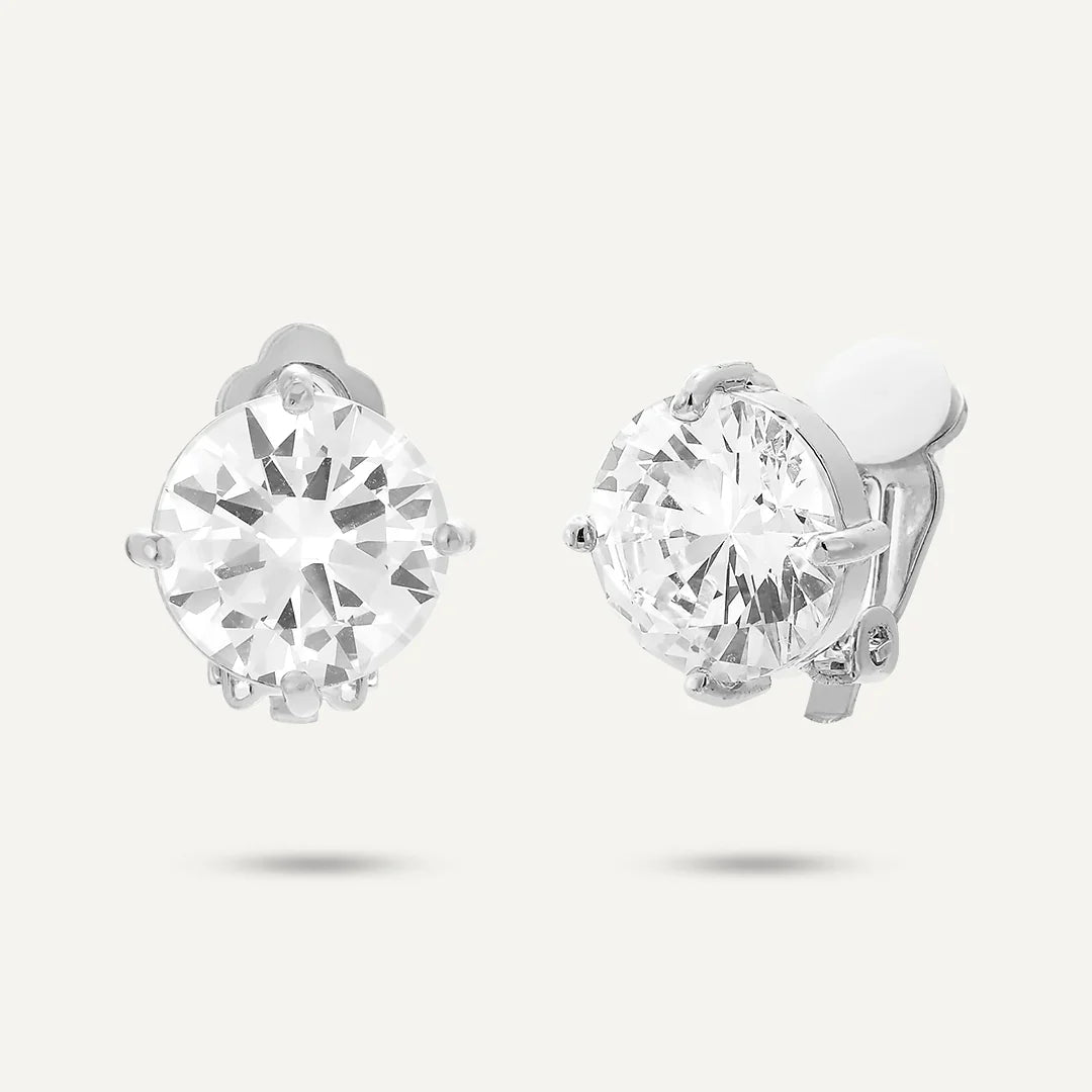 D&X Elizabeth Silver-plated Crystal Clip On Earrings