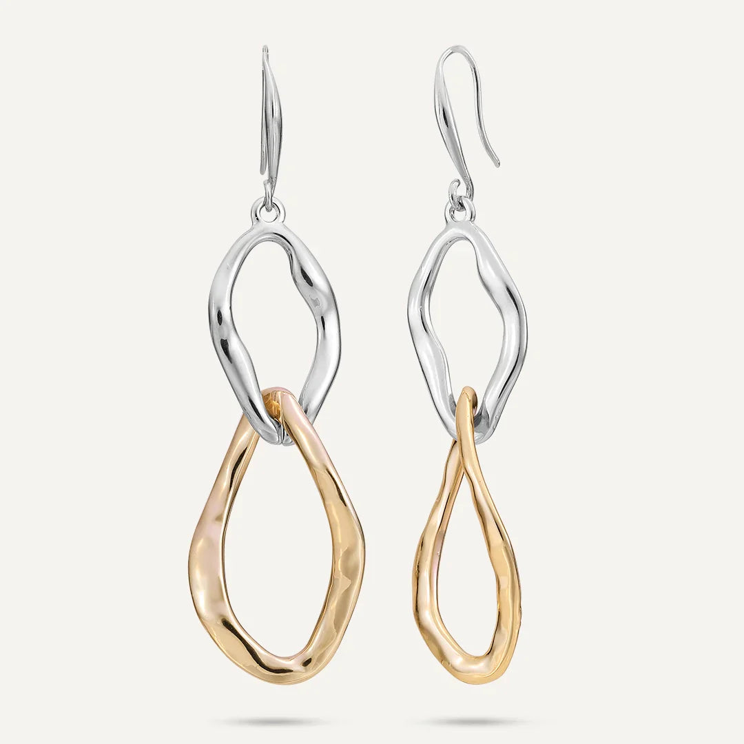 D&X Gold & Silver-plated Open Link Drop Earrings