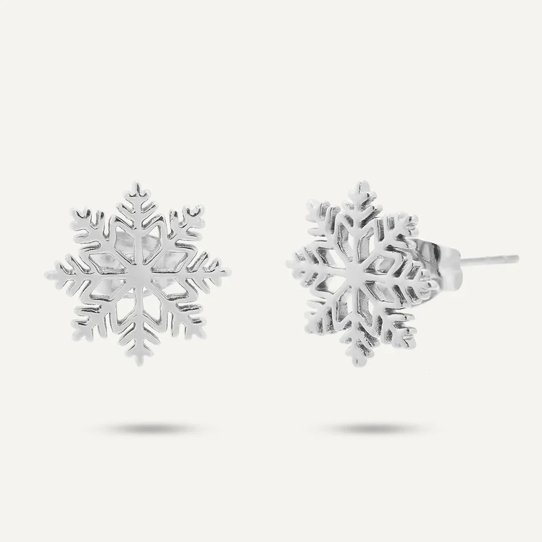 D&X Keira Rhodium Silver-plated Snowflake Stud Earrings