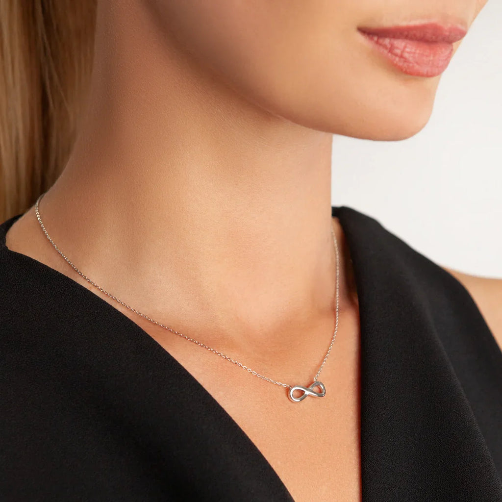 D&X Keira Stainless Steel & White Gold Plated Infinity Necklace
