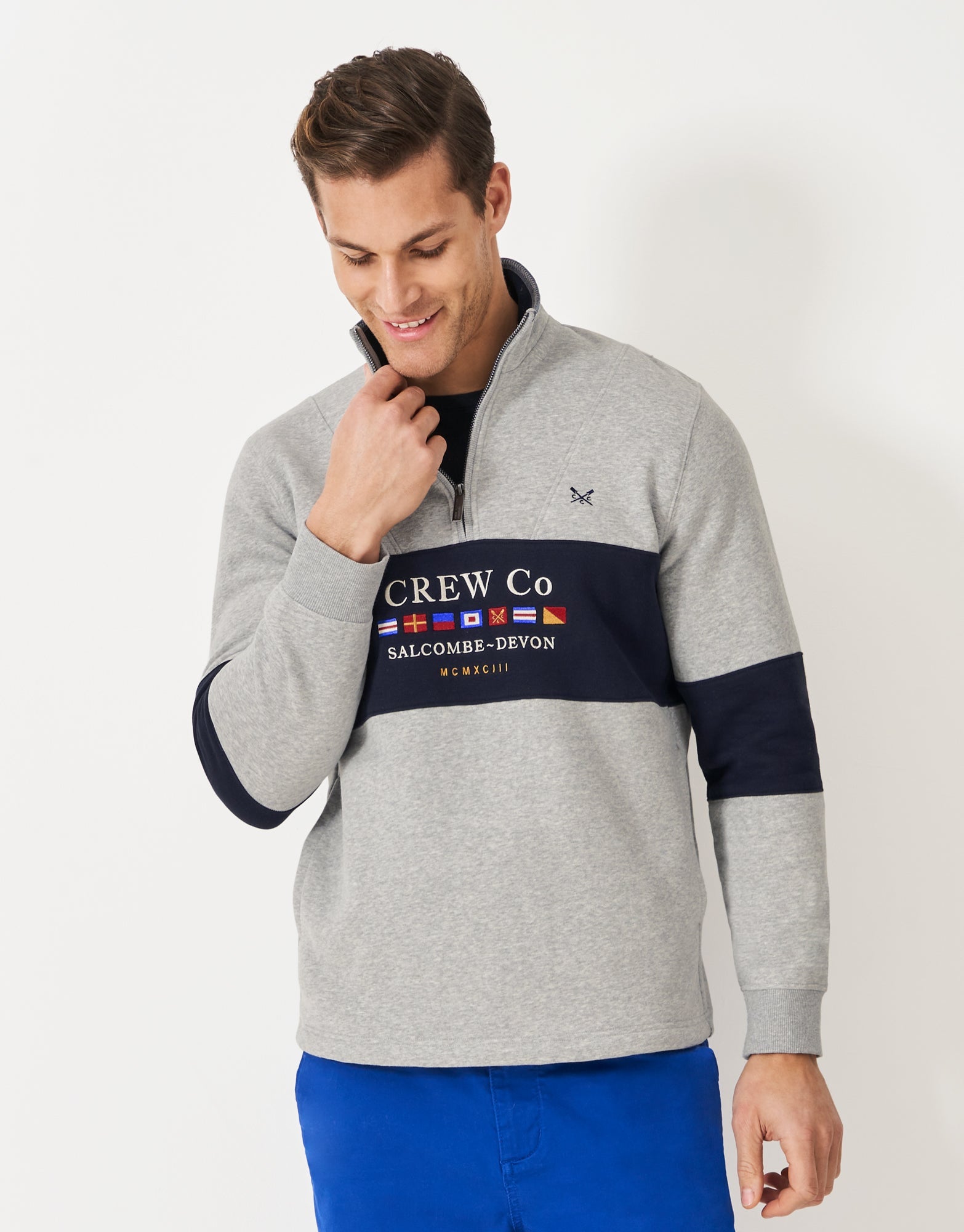 Crew Clothing Cut & Sew Graphic Half Zip Sweatshirt