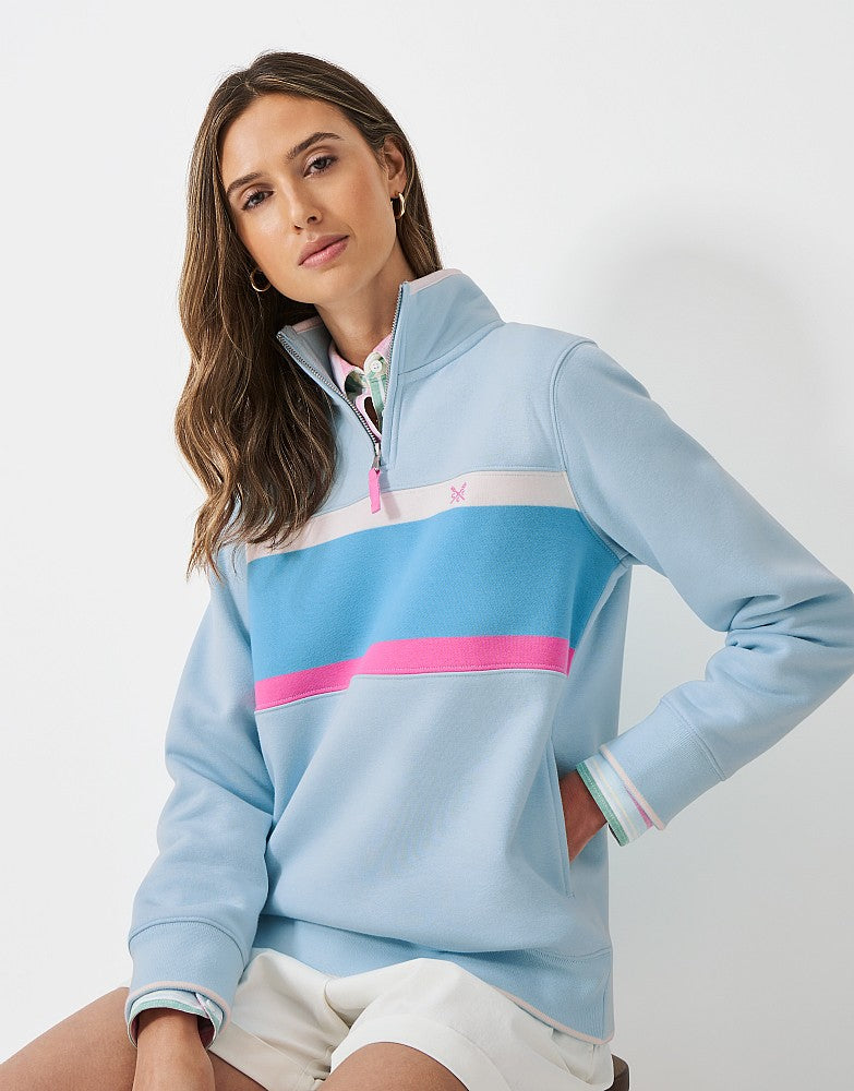 Crew Clothing Panelled Stripe Half Zip Sweatshirt