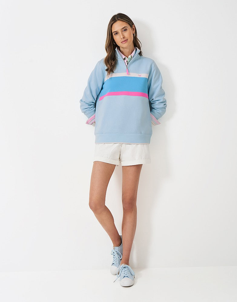 Crew Clothing Panelled Stripe Half Zip Sweatshirt