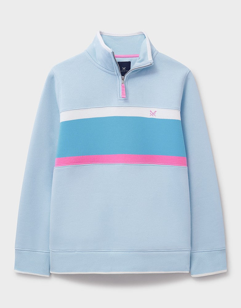 Crew Clothing Panelled Stripe Half Zip Sweatshirt