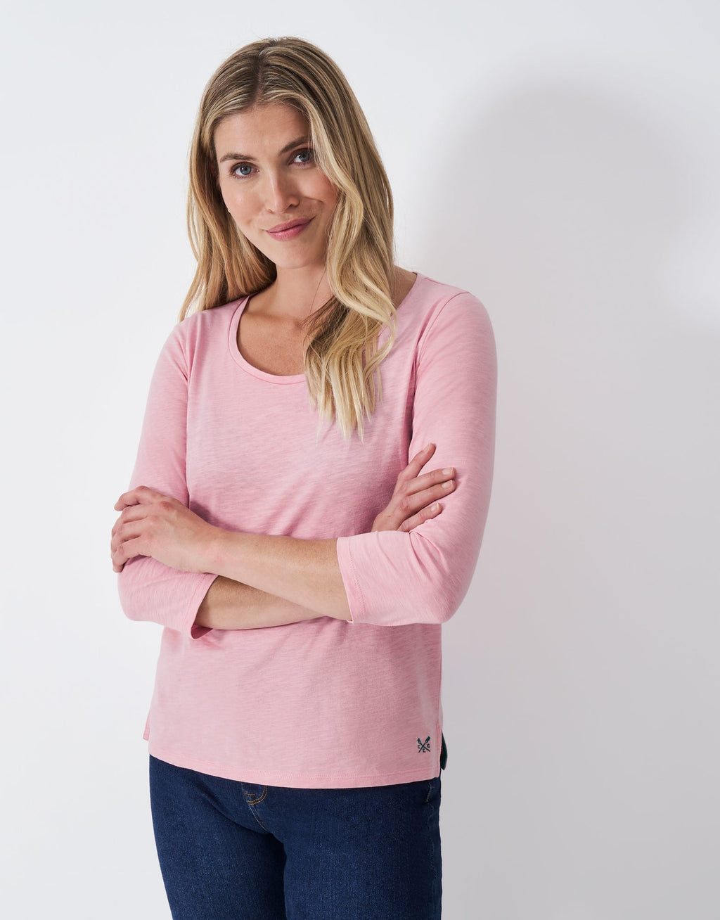 Crew Clothing 3/4 Sleeve Slub Crew Neck T-Shirt