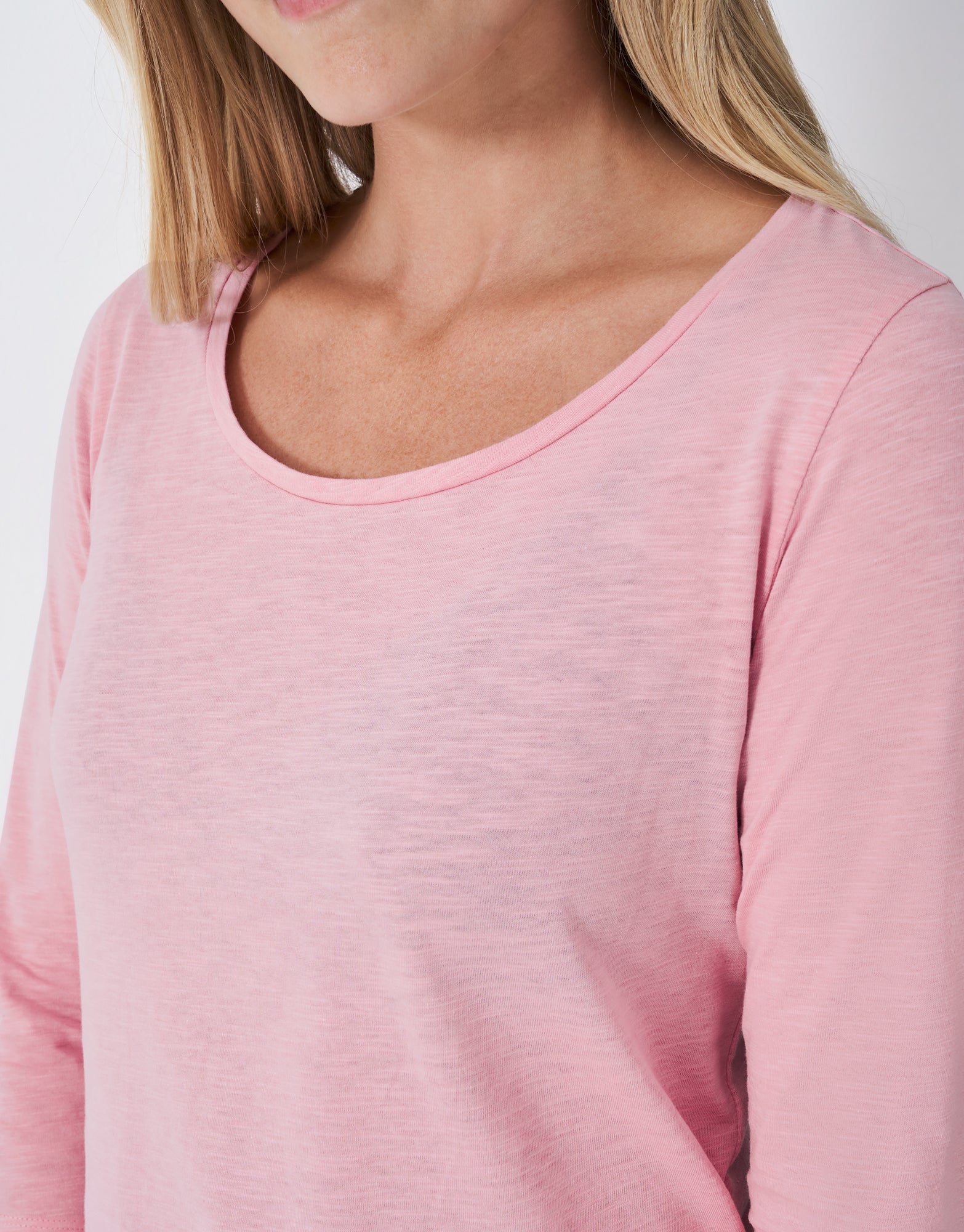 Crew Clothing 3/4 Sleeve Slub Crew Neck T-Shirt