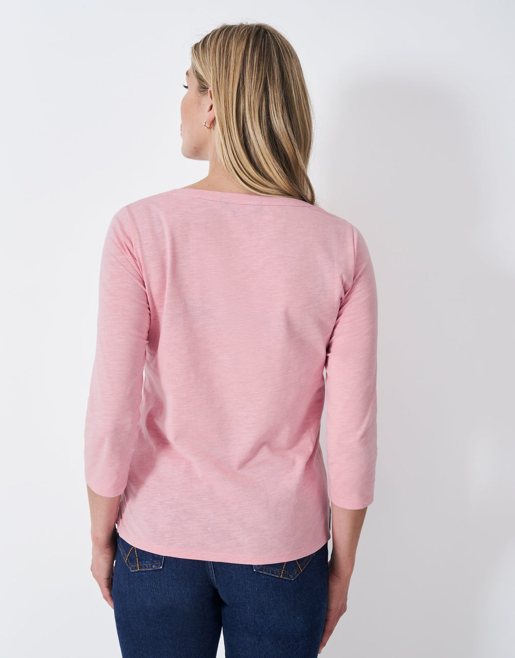 Crew Clothing 3/4 Sleeve Slub Crew Neck T-Shirt