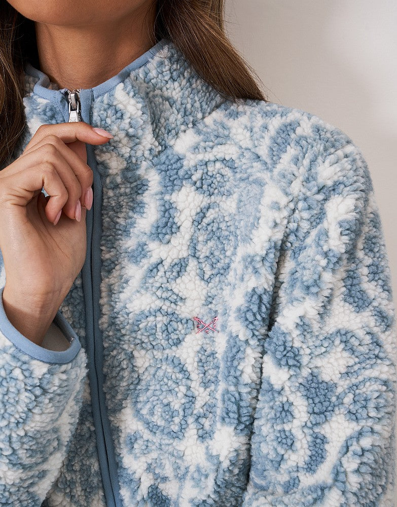 Crew Clothing Boucle Bonded Zip Through Curved Hem Fleece