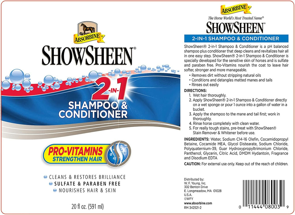 Absorbine Showsheen 2 in 1 Shampoo & Conditioner 591ml