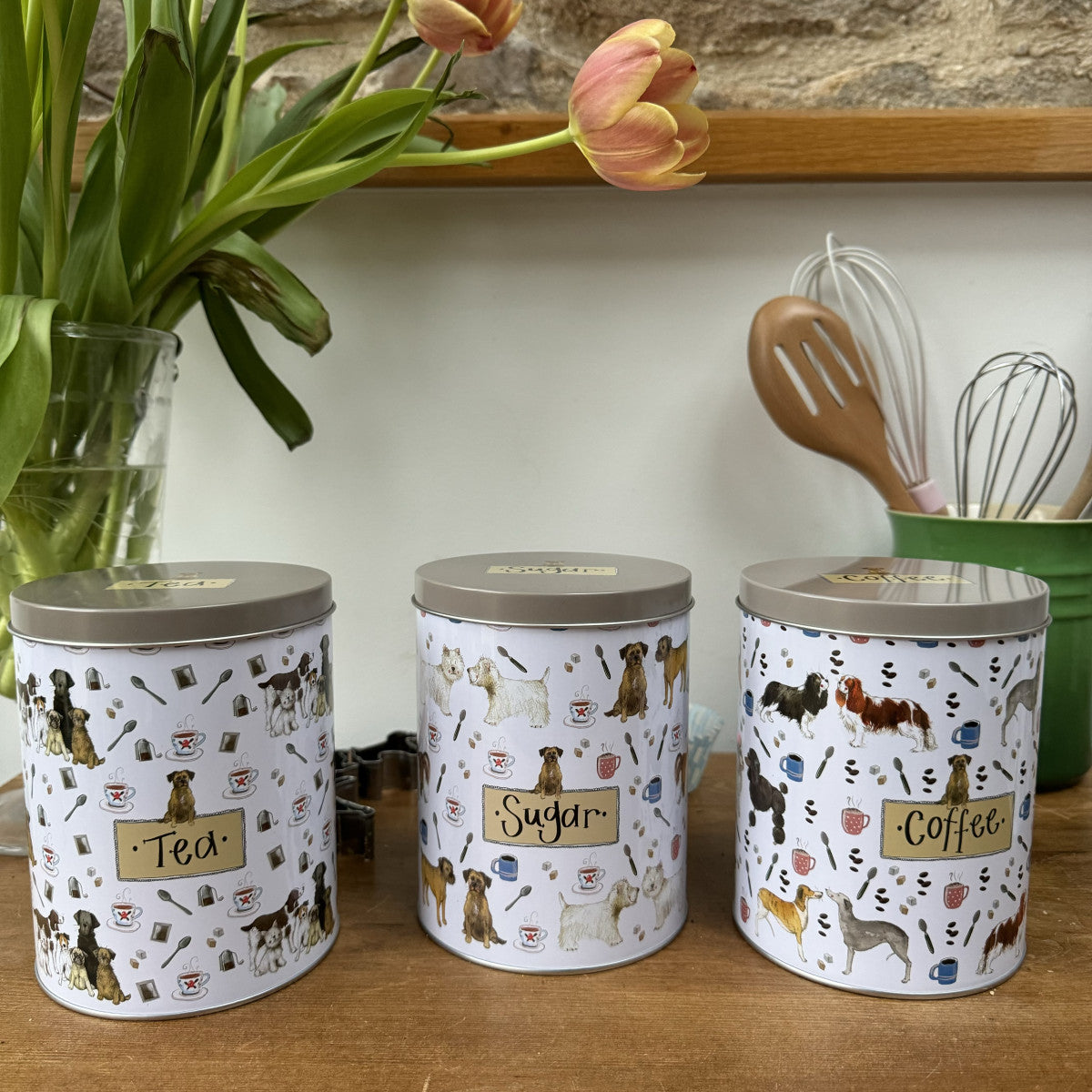 Alex Clark Delightful Dogs Tea, Coffee & Sugar Tins