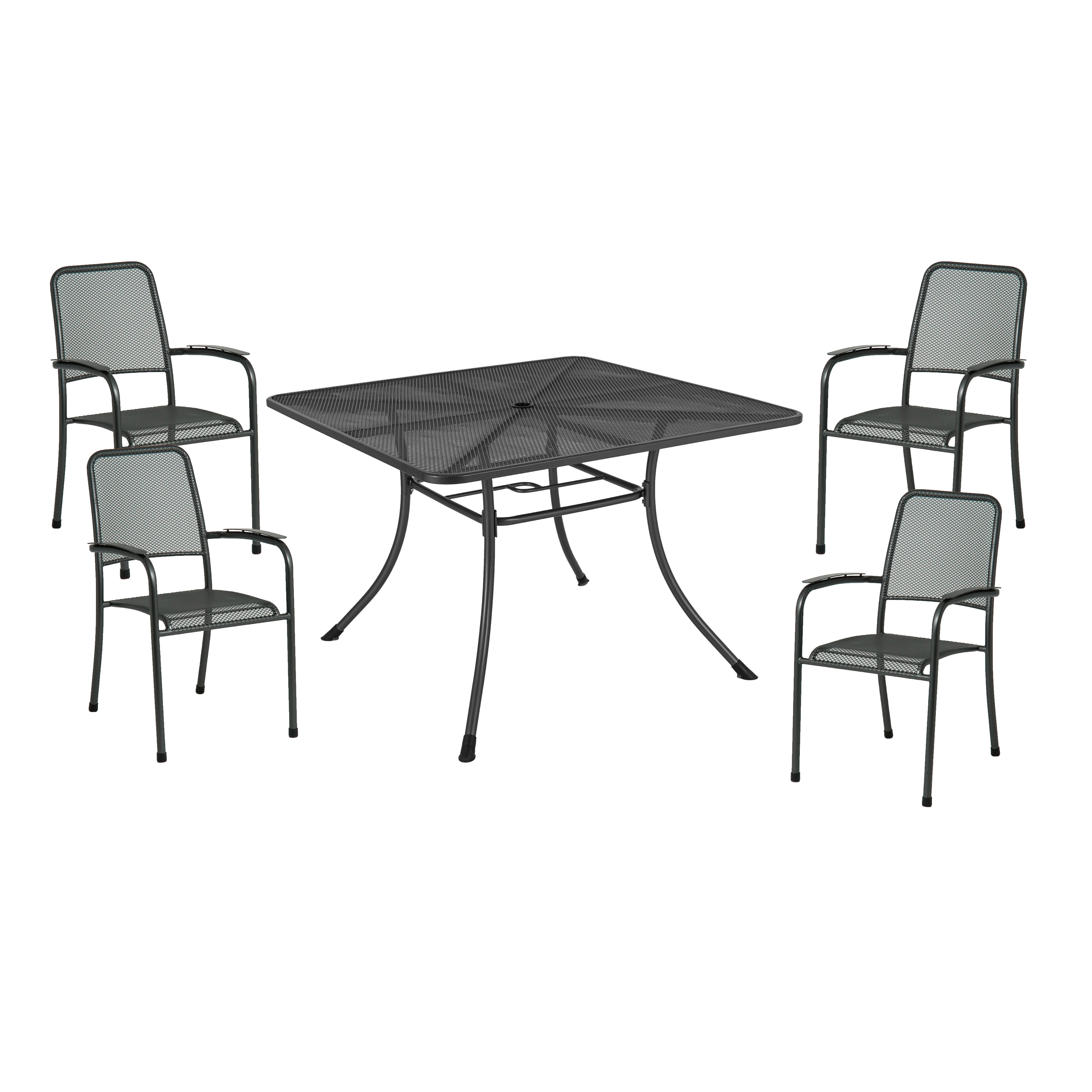 Alexander Rose Portofino Square 4-Seat Table Set with Cushions & Parasol