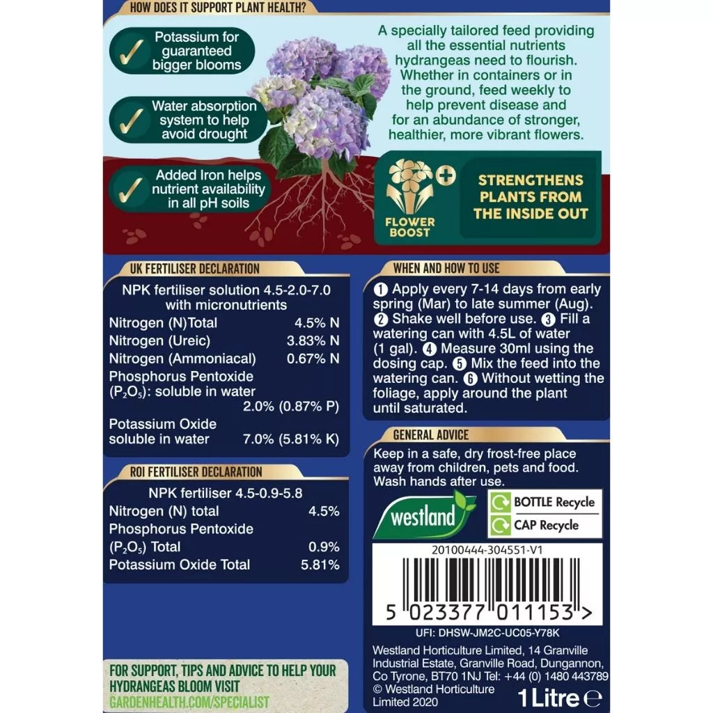 Westland Hydrangea High Performance Liquid Plant Food 1L
