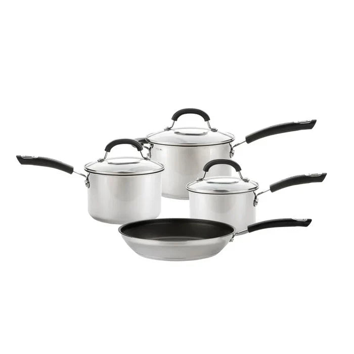 Circulon Total Non-Stick Stainless Steel Skillet, Saucepan & Lid Pan 4 Piece Set