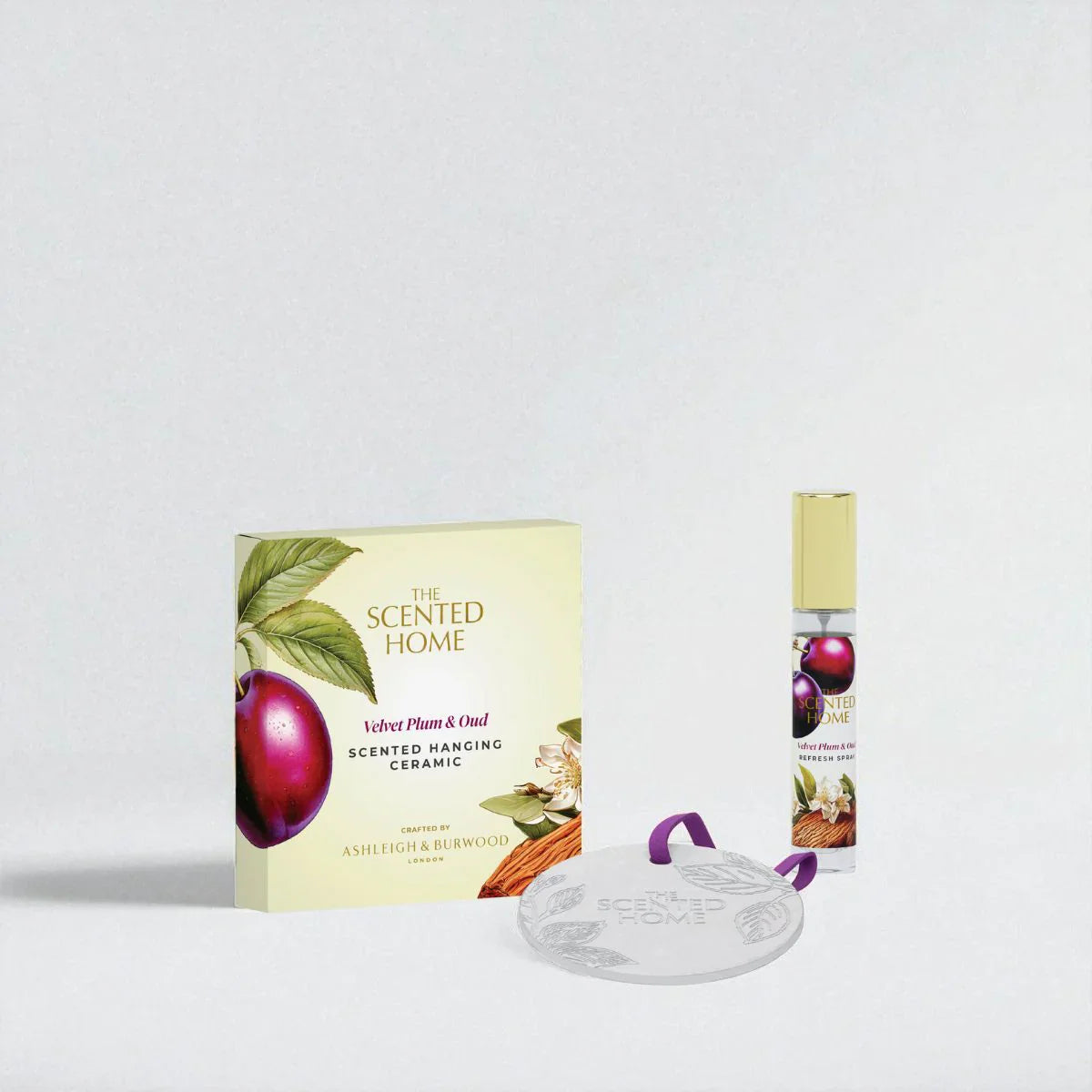 Ashleigh & Burwood Velvet Plum & Oud Scented Hanging Ceramic